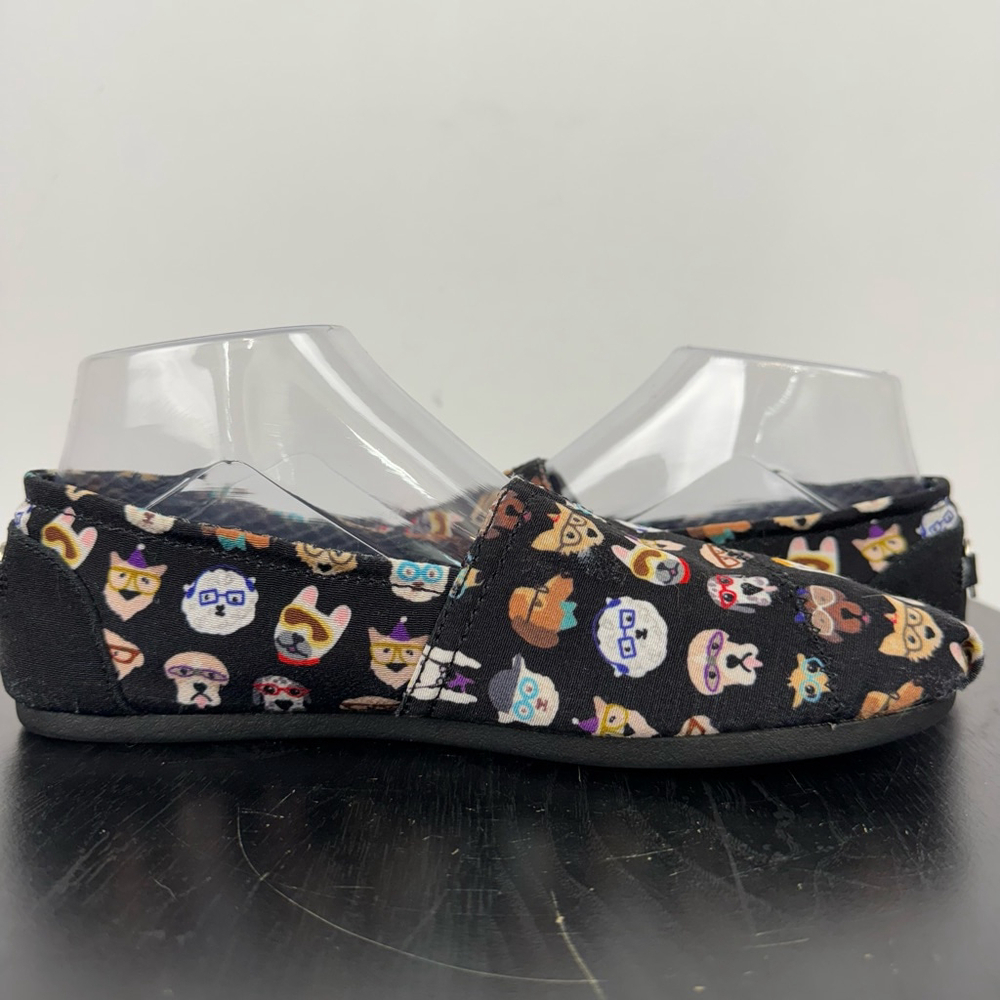Skechers Bobs Comfort Shoes Womens 8.5 BlackDog Print Casual Slip On Memory Foam - Picture 5 of 12